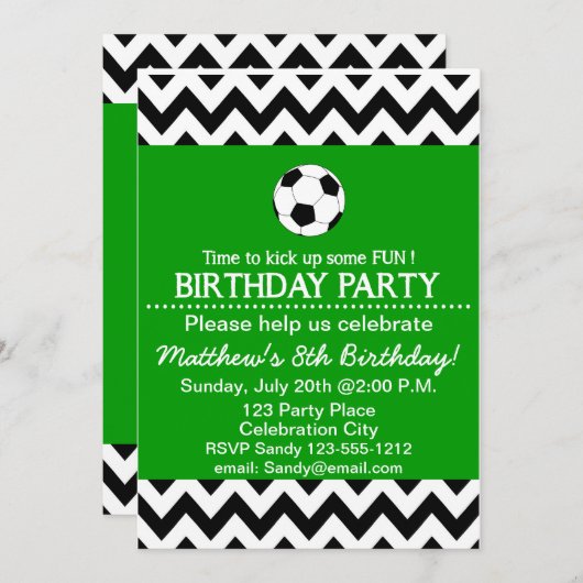 サッカーの誕生会はカスタマイズ可能な招待をからかいます 招待状 (正面/裏面)