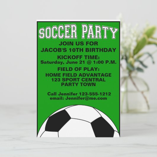 サッカーの誕生会はカスタマイズ可能な招待をからかいます 招待状 (スタンド正面)