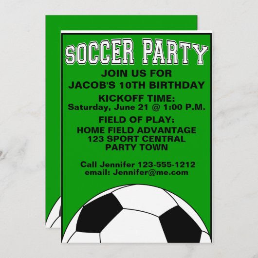サッカーの誕生会はカスタマイズ可能な招待をからかいます 招待状 (正面/裏面)