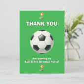 サッカーの誕生日お礼カード 少年 | 編集可能 サンキューカード (スタンド正面)