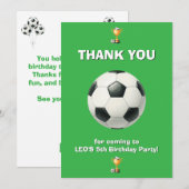 サッカーの誕生日お礼カード 少年 | 編集可能 サンキューカード (正面/裏面)