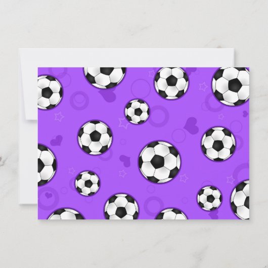 サッカーの誕生日のパーティの招待状の紫色 招待状 (裏面)