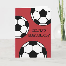 サッカーの誕生日カード（子供用）- 赤いスポーツをテーマに カード