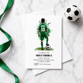 サッカーの誕生日グリーンジャージーボーイ背面ビュー 招待状