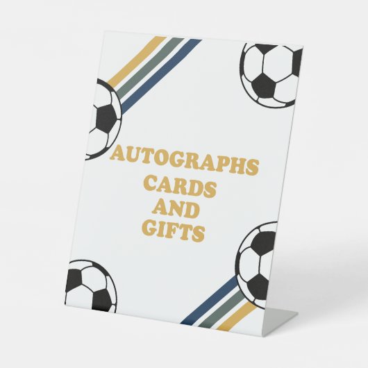 サッカーの誕生日サイン入り 台座サイン (正面)