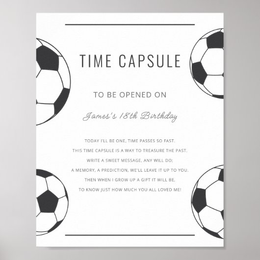 サッカーの誕生日タイムカプセル記念品 ポスター (正面)