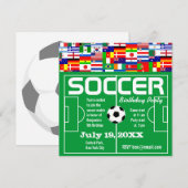 サッカーの誕生日テーマパーティーの招待状 招待状 (正面/裏面)