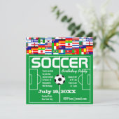 サッカーの誕生日テーマパーティーの招待状 招待状 (スタンド正面)