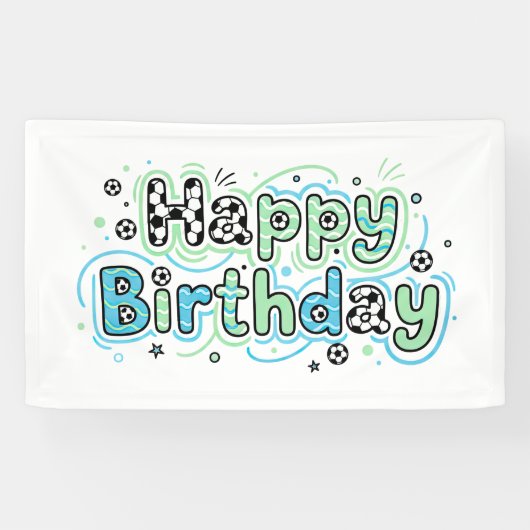 サッカーの誕生日バナー - パーティー装飾 横断幕 (横)