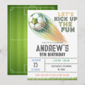 サッカーの誕生日パーソナル招待状テンプレート 招待状 (正面/裏面)