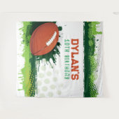 サッカーの誕生日パーティフォトオペキッズバックドロップ タペストリー (正面(横))