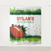 サッカーの誕生日パーティフォトオペキッズバックドロップ タペストリー (正面)