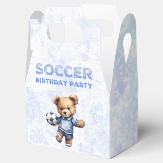 サッカーの誕生日パーティーでかわいいテディベア フェイバーボックス (オープン)