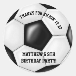 サッカーの誕生日パーティーのお礼ステッカー ラウンドシール