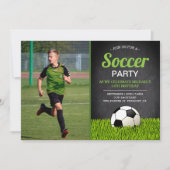 サッカーの誕生日パーティーの写真 招待状 (正面)