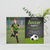 サッカーの誕生日パーティーの写真 招待状 (スタンド正面)