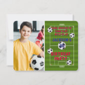 サッカーの誕生日パーティーの写真 招待状 (正面)