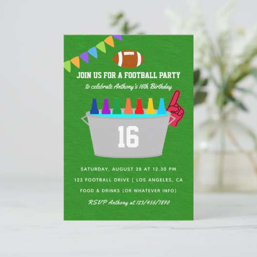 サッカーの誕生日パーティーの写真 招待状 (スタンド正面)