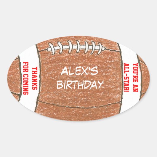サッカーの誕生日パーティーの好意ラベル 楕円形シール (正面)