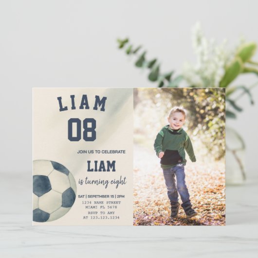 サッカーの誕生日パーティーの招子供へ待 招待状 (スタンド正面)
