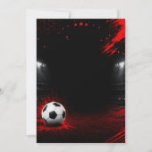 サッカーの誕生日パーティーの招待状の赤い背景 招待状 (裏面)
