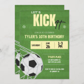 サッカーの誕生日パーティーの招待状 招待状 (正面/裏面)