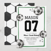 サッカーの誕生日パーティーの招待状 招待状 (正面/裏面)