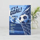 サッカーの誕生日パーティーの招待状 招待状 (スタンド正面)