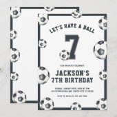 サッカーの誕生日パーティーの招待状 Let's Have a Ball 招待状 (正面/裏面)