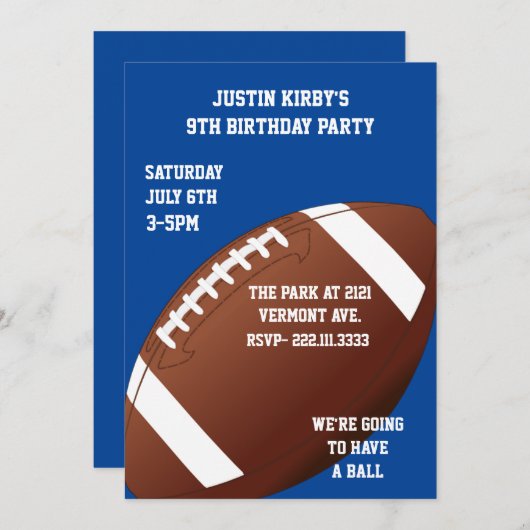 サッカーの誕生日パーティーの招待 招待状 (正面/裏面)