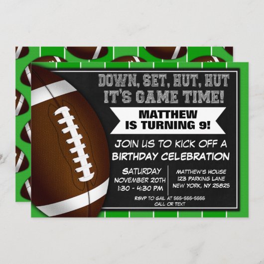 サッカーの誕生日パーティーへの招待サッカーファン 招待状 (正面/裏面)