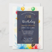 サッカーの誕生日パーティーへの招待，バルーンおもしろい 招待状 (正面)