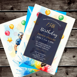 サッカーの誕生日パーティーへの招待，バルーンおもしろい 招待状