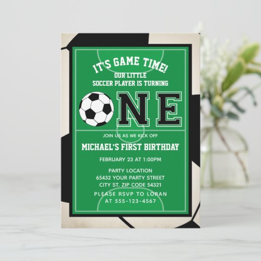 サッカーの誕生日パーティーへの招待 招待状 (スタンド正面)