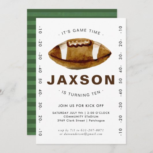 サッカーの誕生日パーティーへの招待 招待状 (正面/裏面)