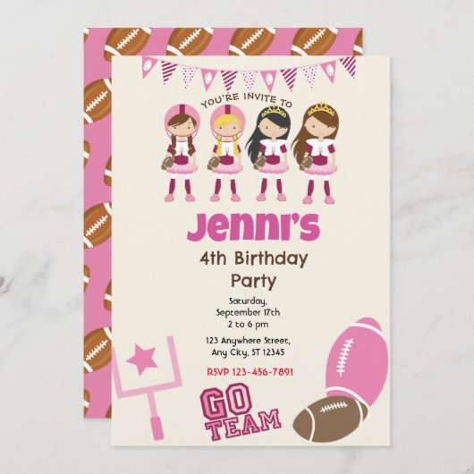 サッカーの誕生日パーティーへの招待 招待状 (正面/裏面)