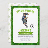 サッカーの誕生日パーティーへの招待 招待状 (正面/裏面)