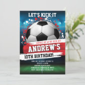 サッカーの誕生日パーティーをパーソナライズ 招待状 (スタンド正面)