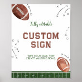 サッカーの誕生日パーティーテーブルの看板 ポスター (正面)