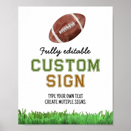 サッカーの誕生日パーティーテーブルの看板 ポスター (正面)