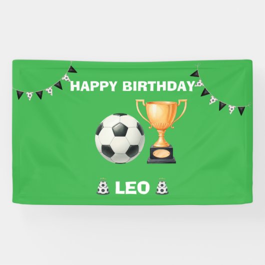サッカーの誕生日パーティーバナー(名入れ可) 横断幕 (横)