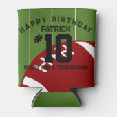 サッカーの誕生日パーティーパーソナライズされたバナー 缶クーラー (正面)