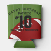 サッカーの誕生日パーティーパーソナライズされたバナー 缶クーラー (裏面)