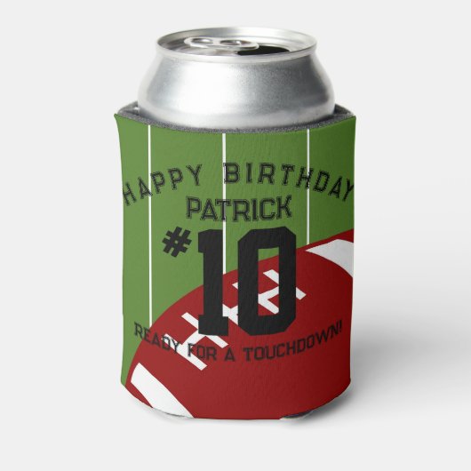 サッカーの誕生日パーティーパーソナライズされたバナー 缶クーラー (缶裏面)