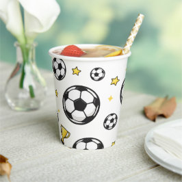 サッカーの誕生日パーティー用の紙コップ サッカーのお祝い 紙コップ