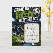 サッカーの誕生日パーティー カード (黄色い花)