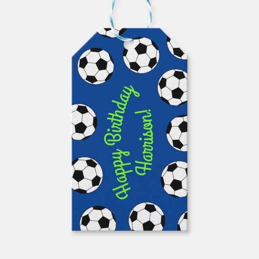 サッカーの誕生日パーティー ギフトタグ (正面)