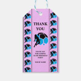 サッカーの誕生日パーティー，サッカーの女の子プレーヤー ギフトタグ