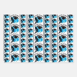 サッカーの誕生日パーティー，サッカーの女の子プレーヤー ラッピングペーパーシート