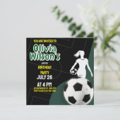 サッカーの誕生日パーティー,サッカー選手の女の子 招待状 (スタンド正面)